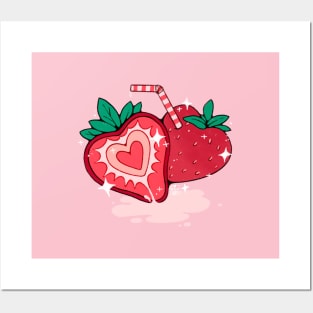 strawberry milk Posters and Art